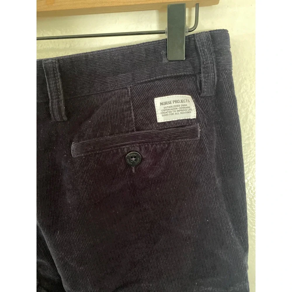 Norse Projects Aros Slim Corduroy Pant W30 L30 Navy Duca Visconti Italian Fabric